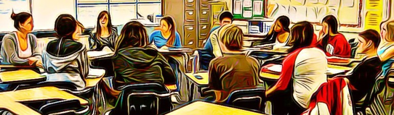 students sitting in a circle engaged in a seminar